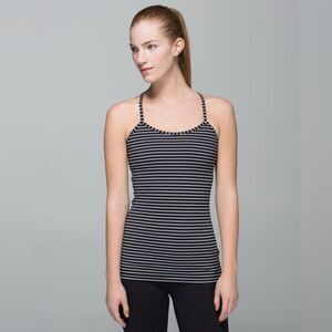 Lululemon Power Y Tank *Luon Parallel Stripe Black White size 8